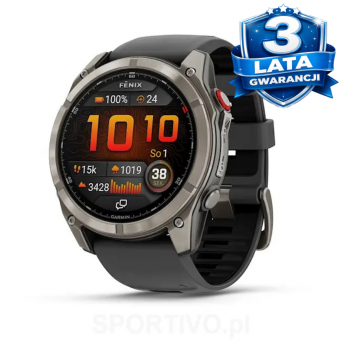 GARMIN Fenix 8 Pro - 51 mm, AMOLED Sapphire Titanium z silikonowym paskiem w kolorze Graphite/Black + Mapa Topograficzna OSM 2026 [010-03199-11]