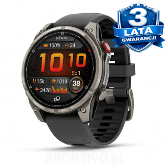GARMIN Fenix 8 Pro - 47 mm, AMOLED Sapphire Titanium z silikonowym paskiem w kolorze Graphite/Black + Mapa Topograficzna OSM 2026 [010-03198-11]