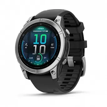 GARMIN Fenix E - 47 mm, AMOLED Stal nierdzewna z czarnym silikonowym paskiem + Mapa Topograficzna OSM 2025 [010-03025-00]