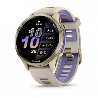 GARMIN Forerunner 970 Tytanowy w kolorze Soft Gold z kopertą w kolorze French Grey i półprzezroczystym paskiem w kolorze French grey/Indygo + Mapa Topograficzna OSM 2025 [010-02969-12]