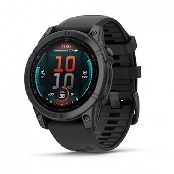 GARMIN Fenix Fenix E - 47 mm, AMOLED Slate Gray Steel z czarnym silikonowym paskiem + Mapa Topograficzna OSM 2025 [010-03025-01]